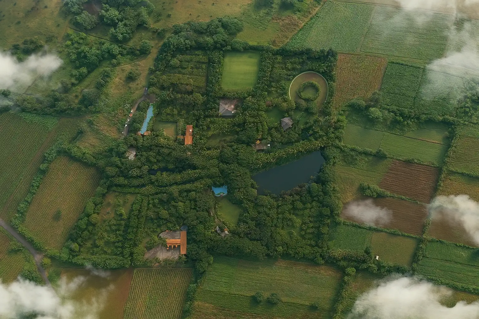 Sustainable landscape aerial view
